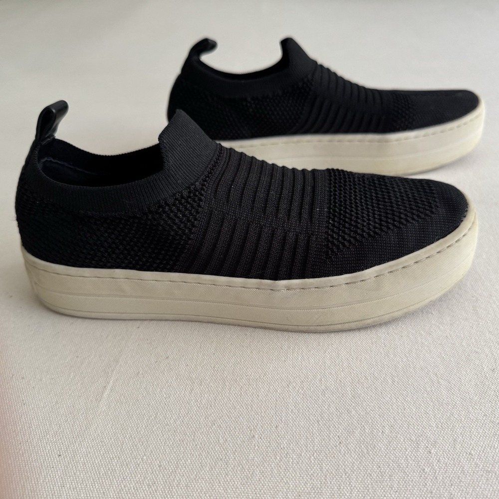 J Slides Shoes Women's Size 7 Hilo Knit Slip On Platform Sneakers Black Fabric - Picture 9 of 13